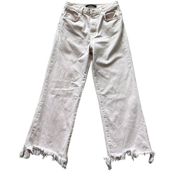 J Brand Joan Crop Denim High Waisted Wide Leg Distressed Uneven Hem - Women’s 27 - Picture 3 of 12